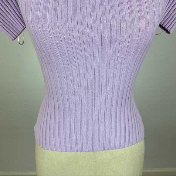 Anna Quan Melodie Off Shoulder Ribbed Knit Top in Wisteria - Picture 6 of 10